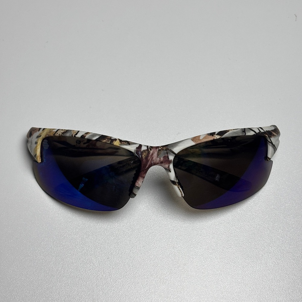 Vixx Sport Wrap Sunglasses Camo Frame Blue Mirror Lens Semi-Rimless Mens Womens